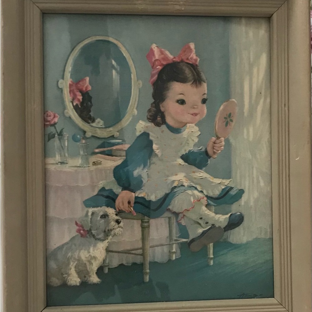 Vintage Three Piece Painted Set- - Signed by Augusto Albo ~ RARE ~ 1957